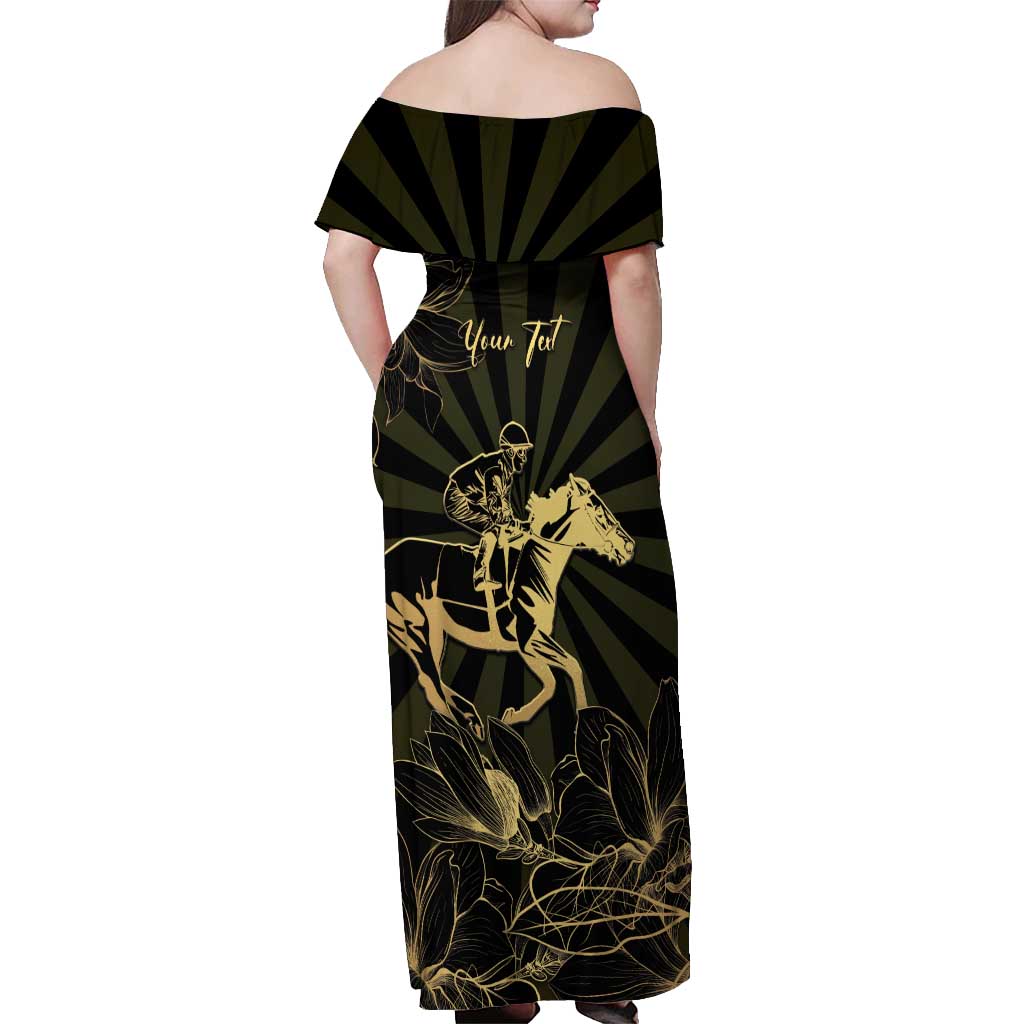 Personalized Louisiana Horse Racing Off Shoulder Maxi Dress 113th Anniversary Magnolia Blossom