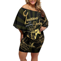 Personalized Louisiana Horse Racing Off Shoulder Short Dress 113th Anniversary Magnolia Blossom