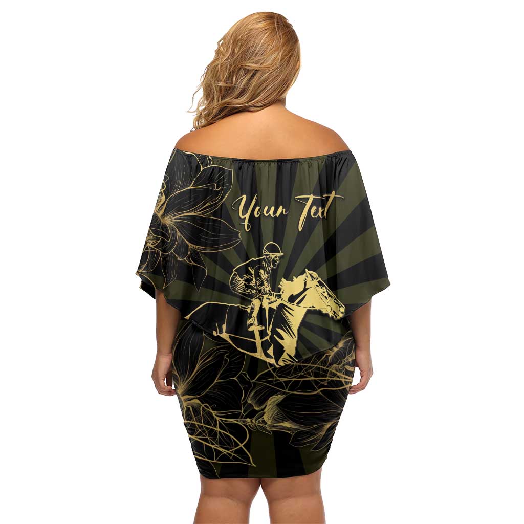 Personalized Louisiana Horse Racing Off Shoulder Short Dress 113th Anniversary Magnolia Blossom