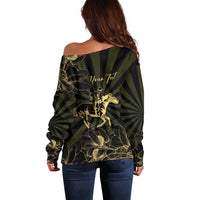 Personalized Louisiana Horse Racing Off Shoulder Sweater 113th Anniversary Magnolia Blossom