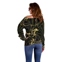 Personalized Louisiana Horse Racing Off Shoulder Sweater 113th Anniversary Magnolia Blossom