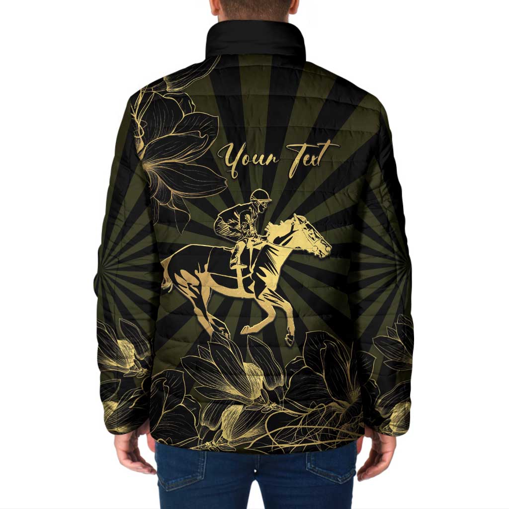 Personalized Louisiana Horse Racing Padded Jacket 113th Anniversary Magnolia Blossom