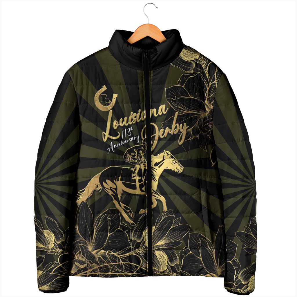 Personalized Louisiana Horse Racing Padded Jacket 113th Anniversary Magnolia Blossom