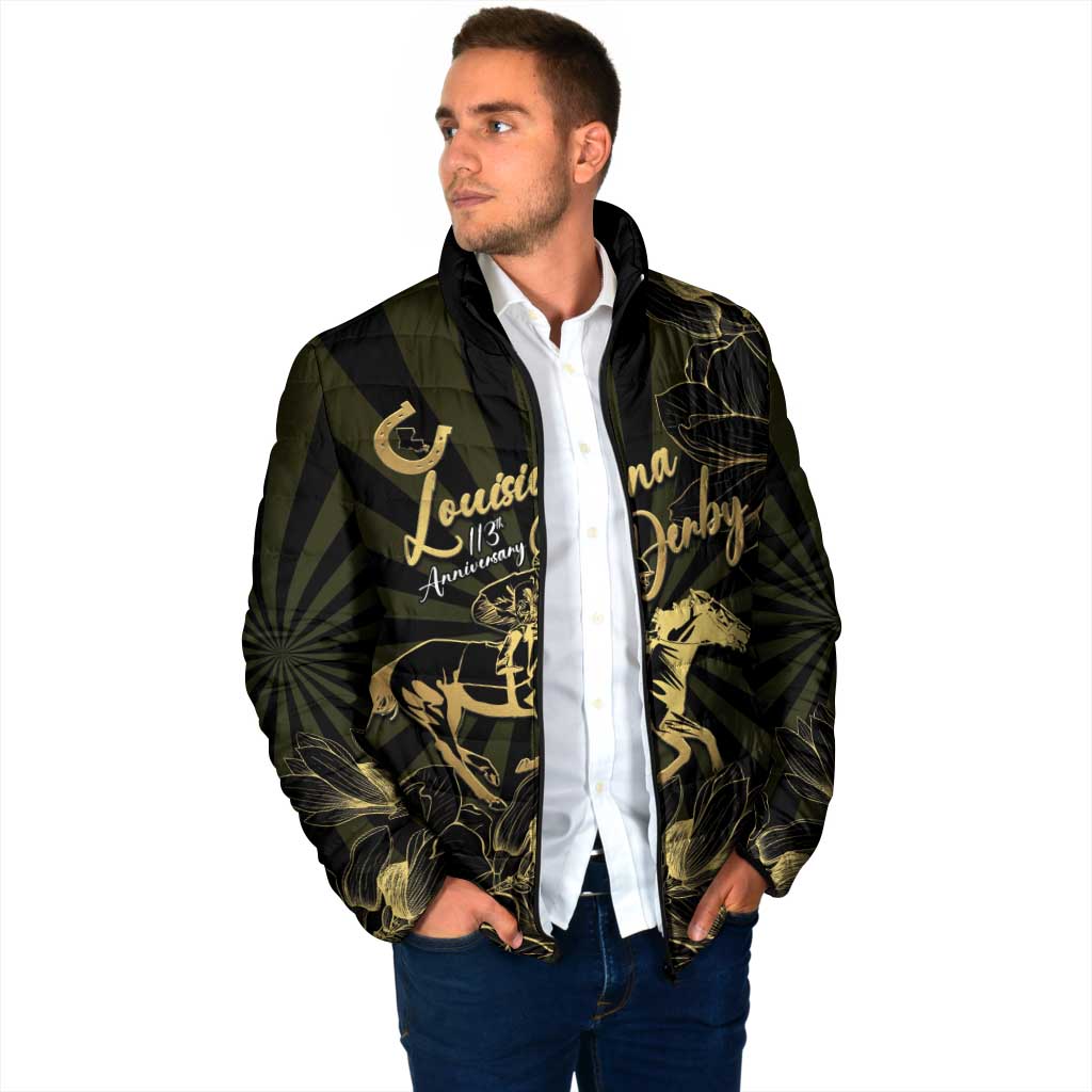 Personalized Louisiana Horse Racing Padded Jacket 113th Anniversary Magnolia Blossom