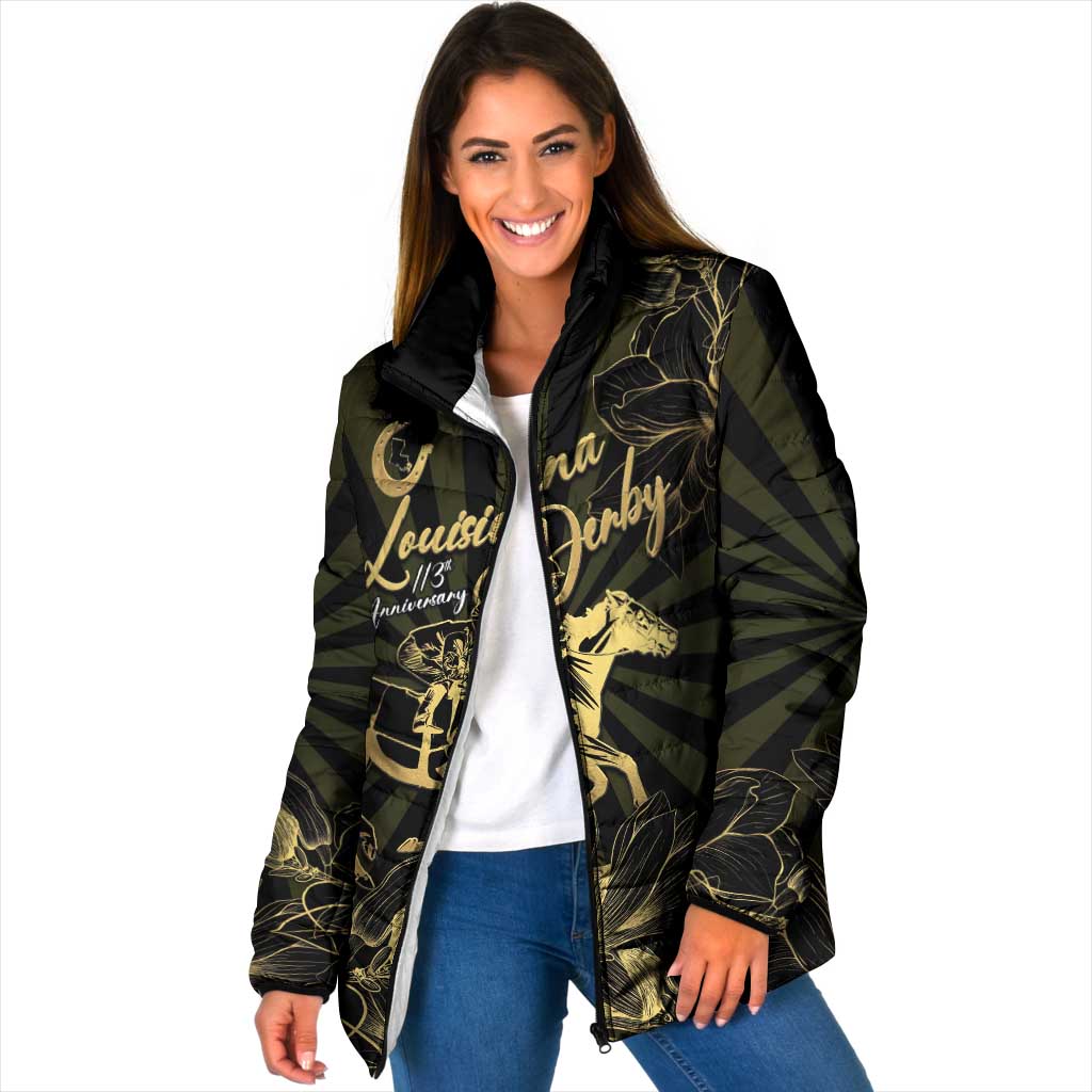 Personalized Louisiana Horse Racing Padded Jacket 113th Anniversary Magnolia Blossom