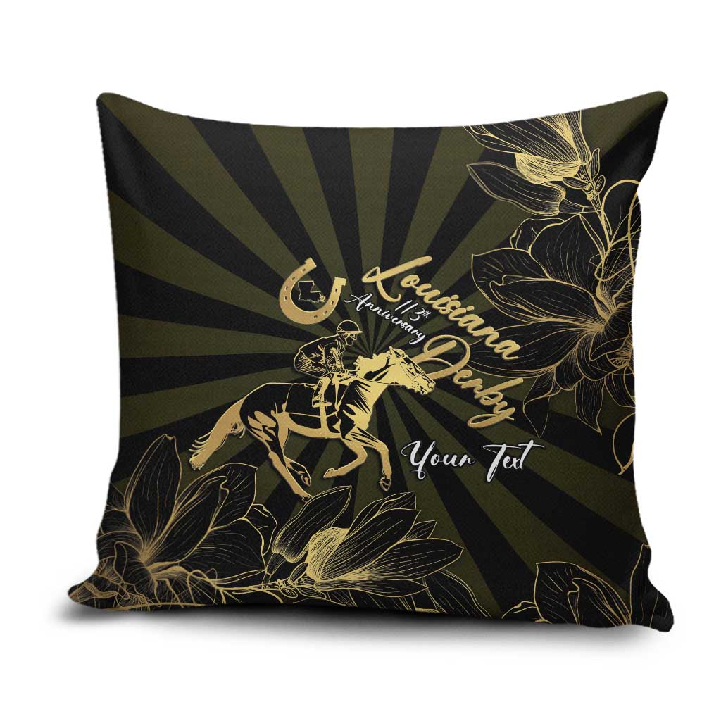 Personalized Louisiana Horse Racing Pillow Cover 113th Anniversary Magnolia Blossom