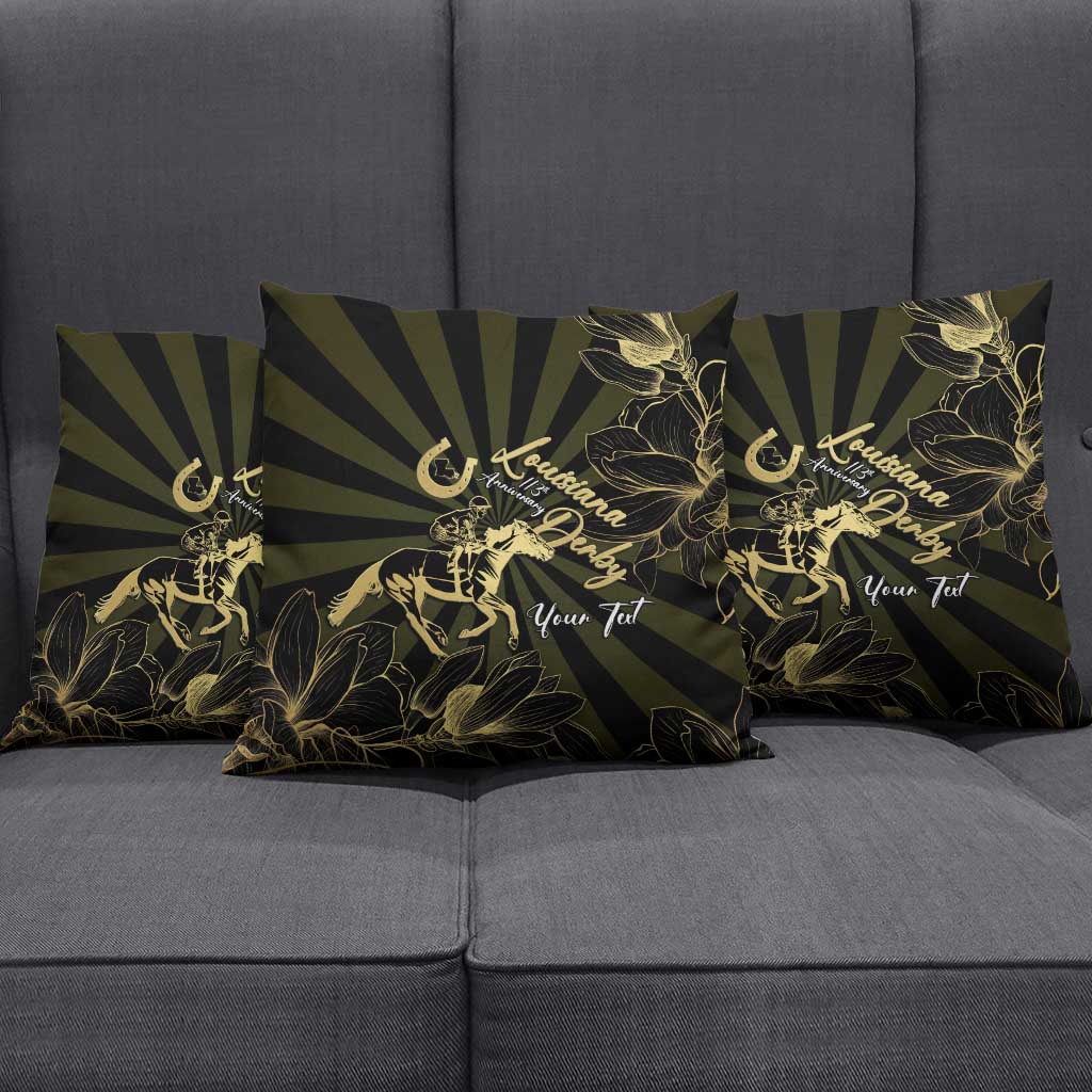 Personalized Louisiana Horse Racing Pillow Cover 113th Anniversary Magnolia Blossom
