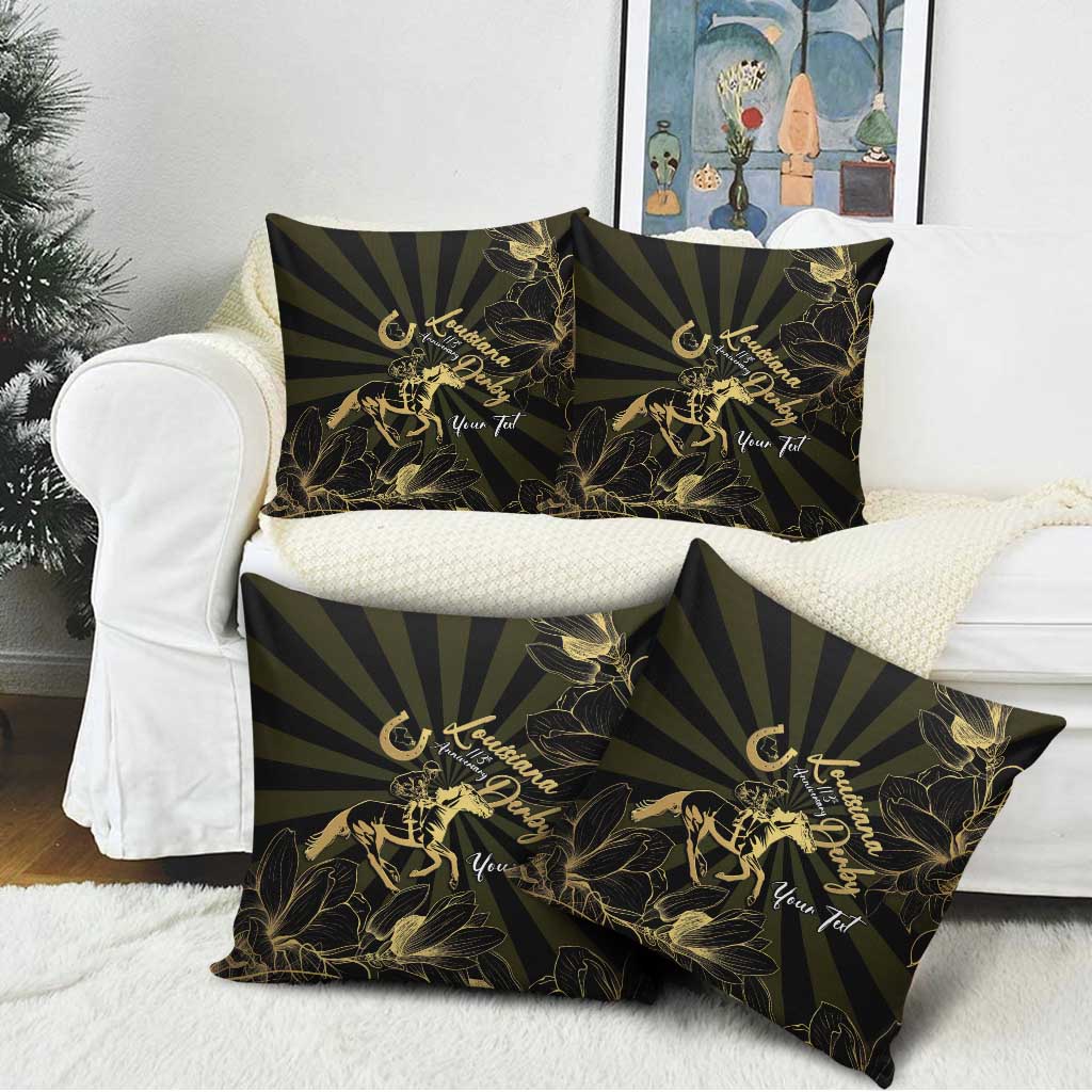 Personalized Louisiana Horse Racing Pillow Cover 113th Anniversary Magnolia Blossom