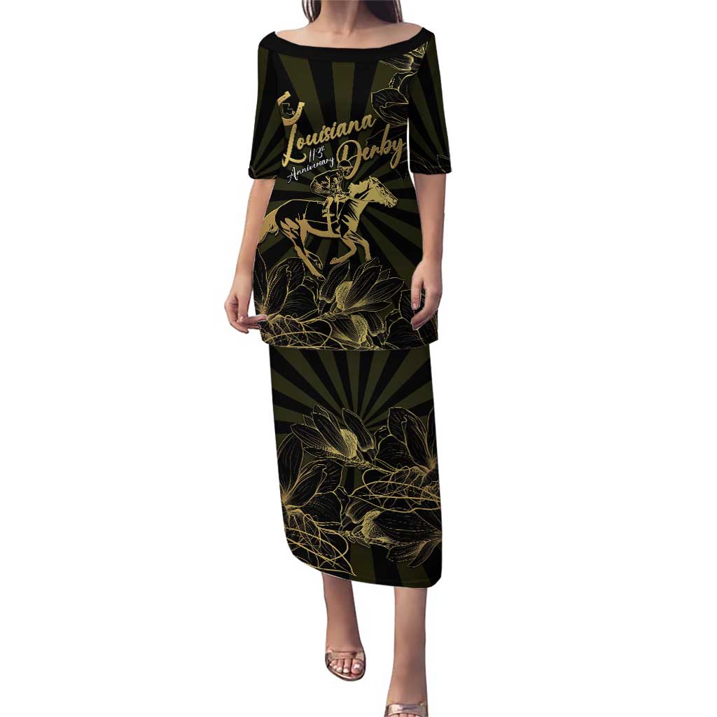 Personalized Louisiana Horse Racing Puletasi 113th Anniversary Magnolia Blossom