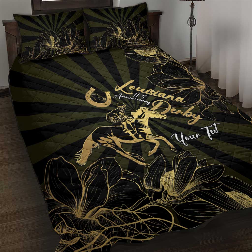 Personalized Louisiana Horse Racing Quilt Bed Set 113th Anniversary Magnolia Blossom