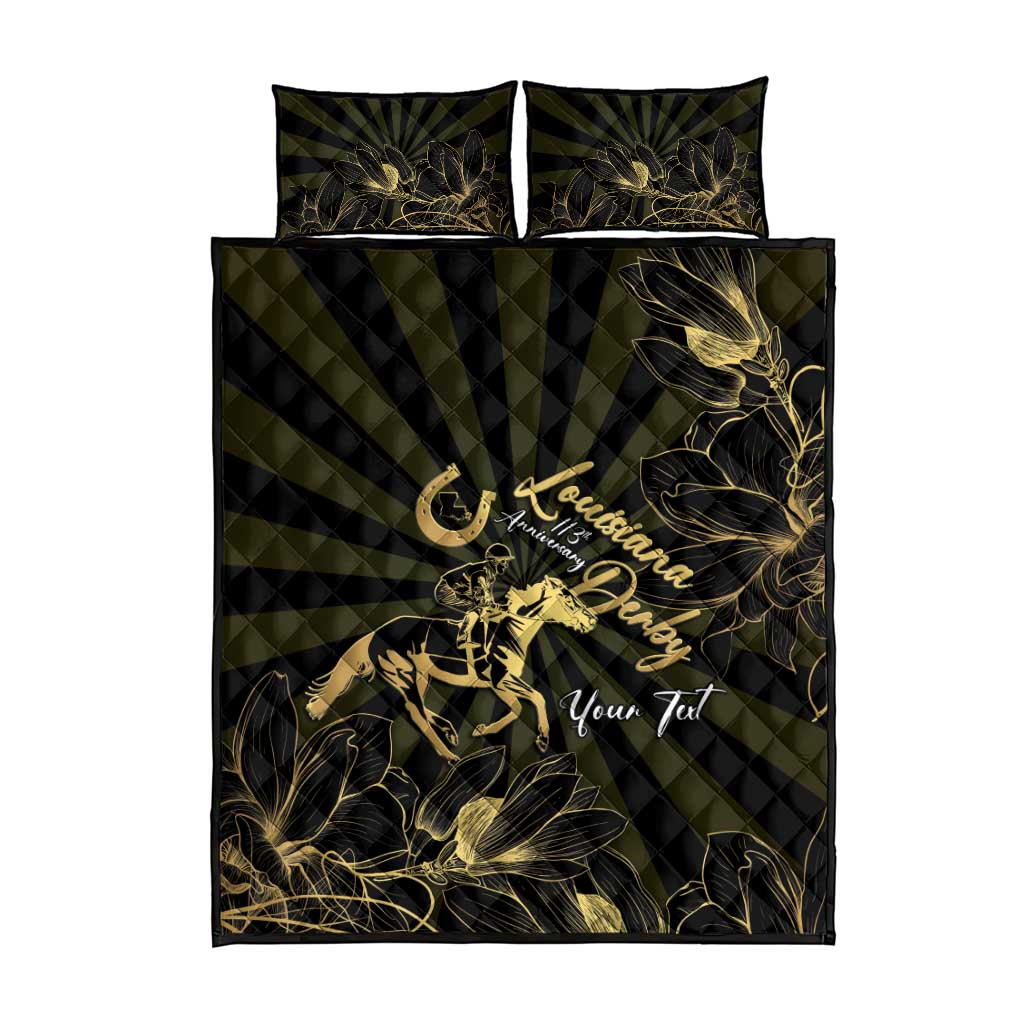 Personalized Louisiana Horse Racing Quilt Bed Set 113th Anniversary Magnolia Blossom