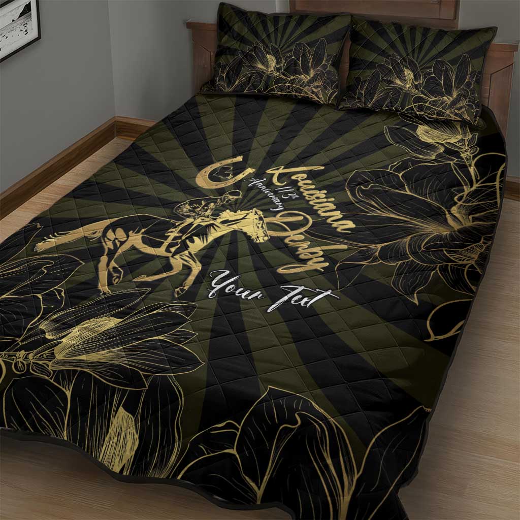 Personalized Louisiana Horse Racing Quilt Bed Set 113th Anniversary Magnolia Blossom