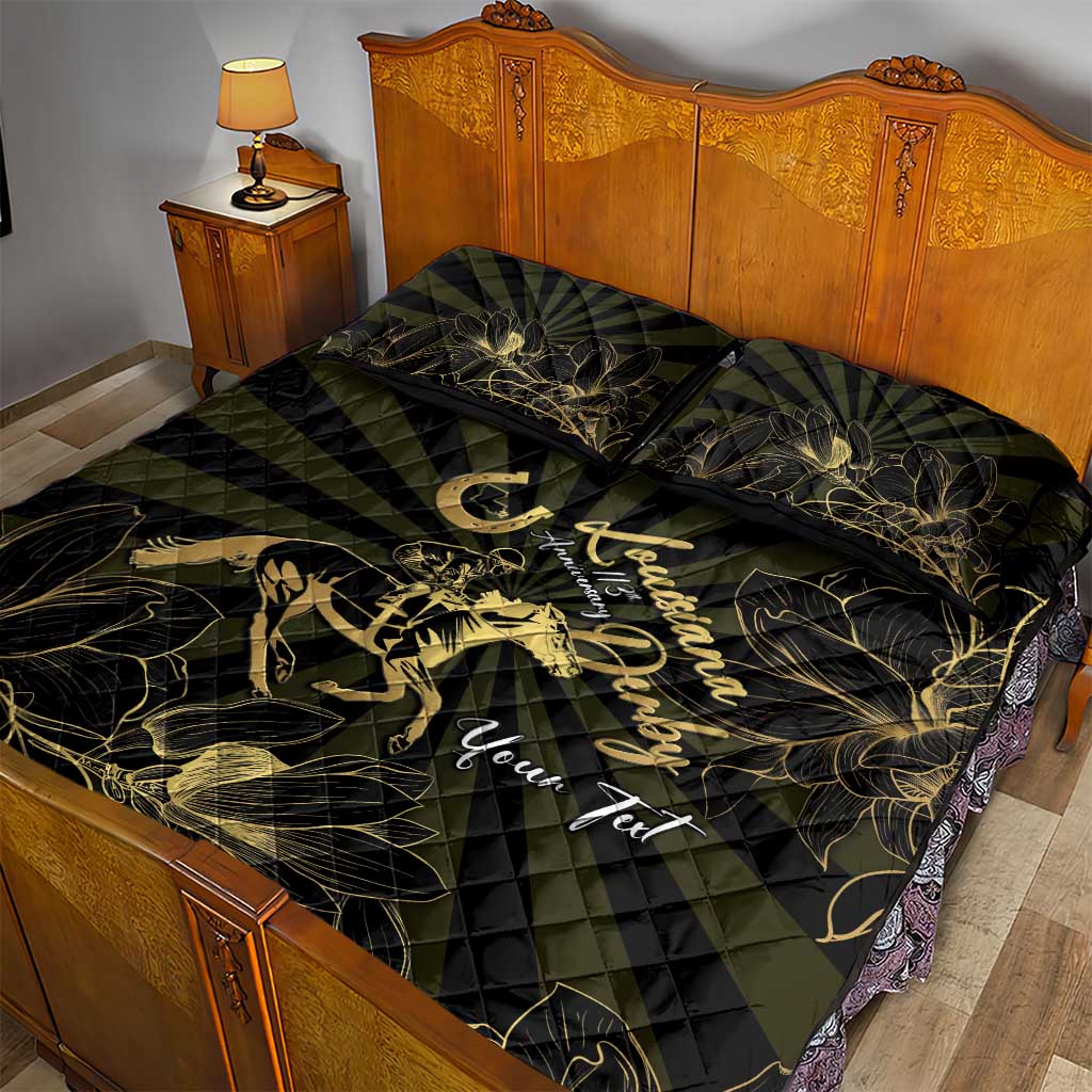 Personalized Louisiana Horse Racing Quilt Bed Set 113th Anniversary Magnolia Blossom