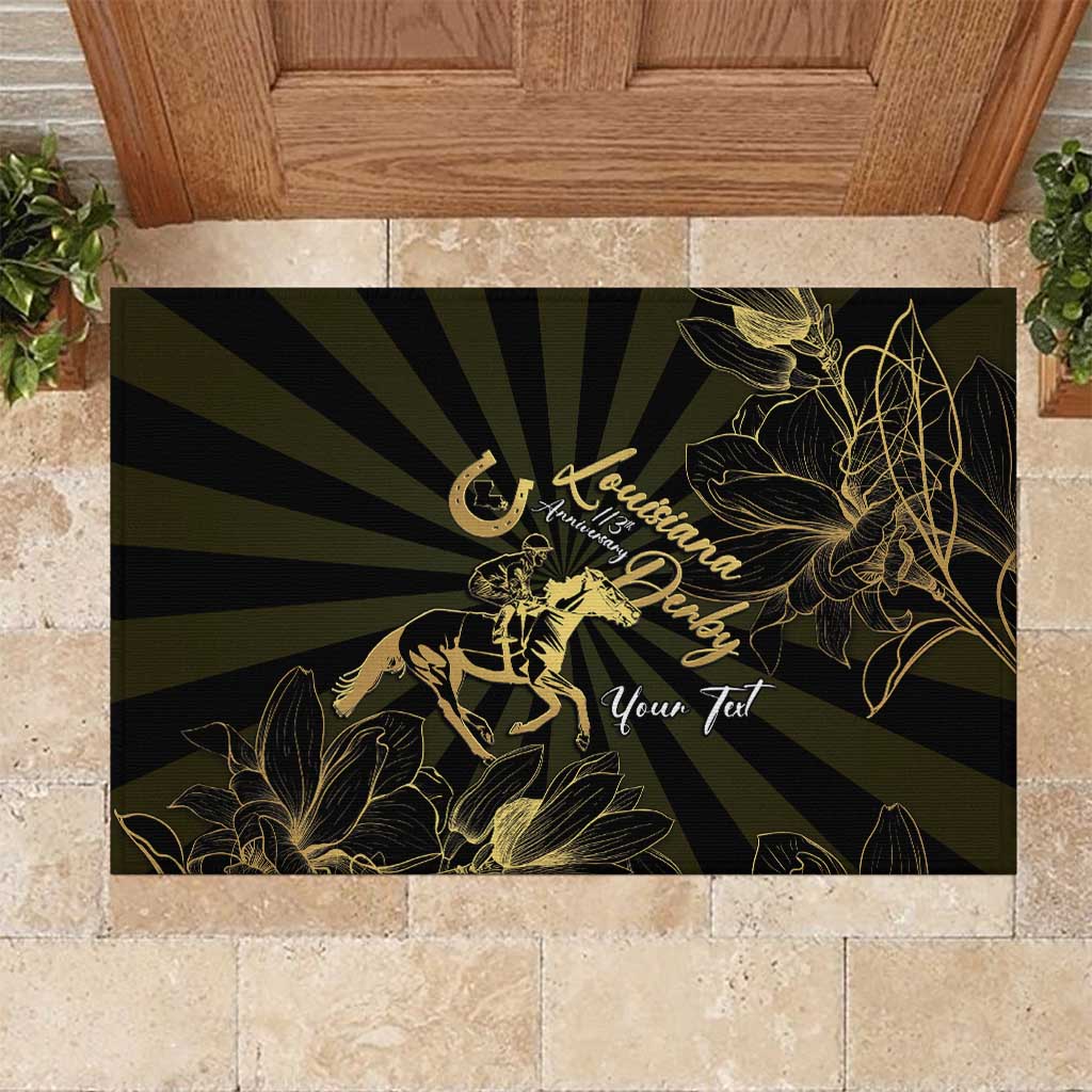 Personalized Louisiana Horse Racing Rubber Doormat 113th Anniversary Magnolia Blossom
