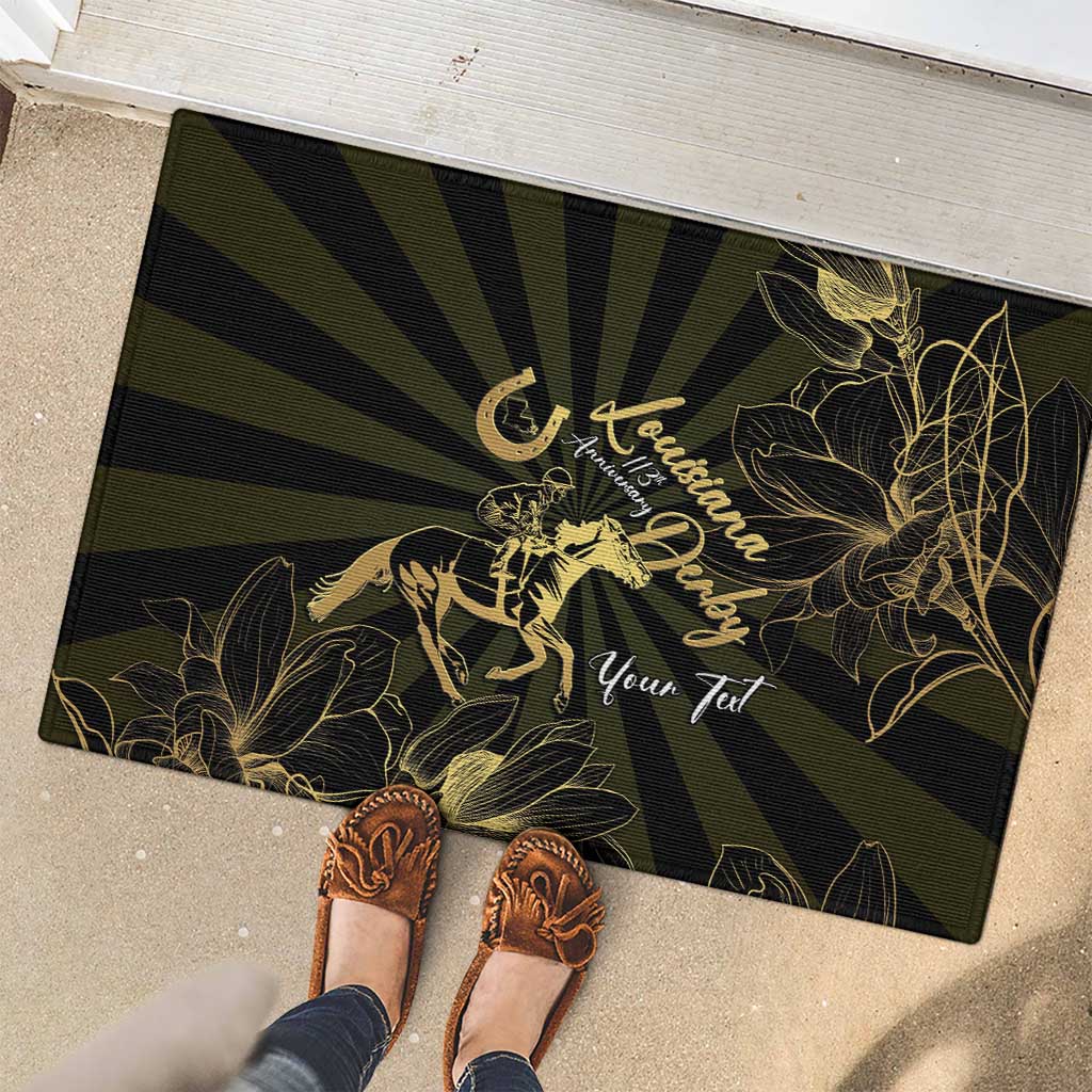 Personalized Louisiana Horse Racing Rubber Doormat 113th Anniversary Magnolia Blossom