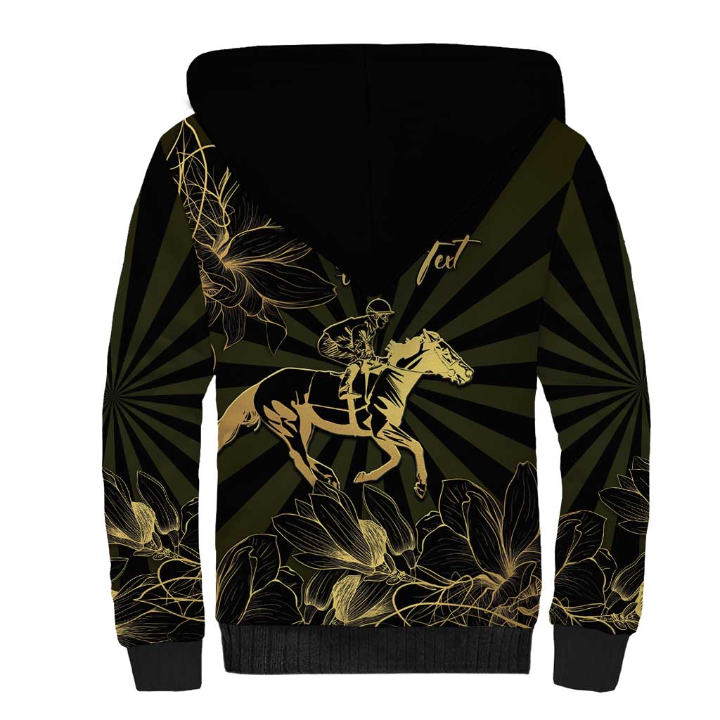Personalized Louisiana Horse Racing Sherpa Hoodie 113th Anniversary Magnolia Blossom
