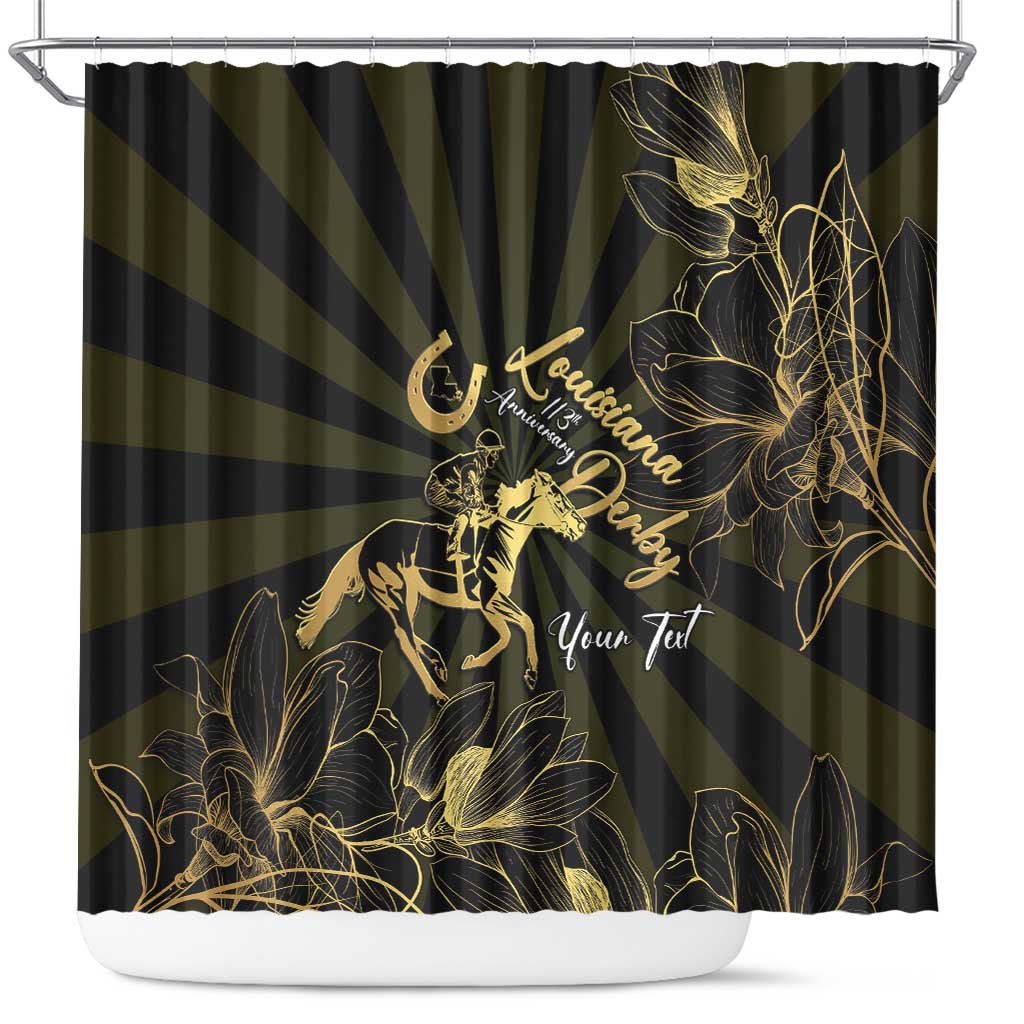 Personalized Louisiana Horse Racing Shower Curtain 113th Anniversary Magnolia Blossom