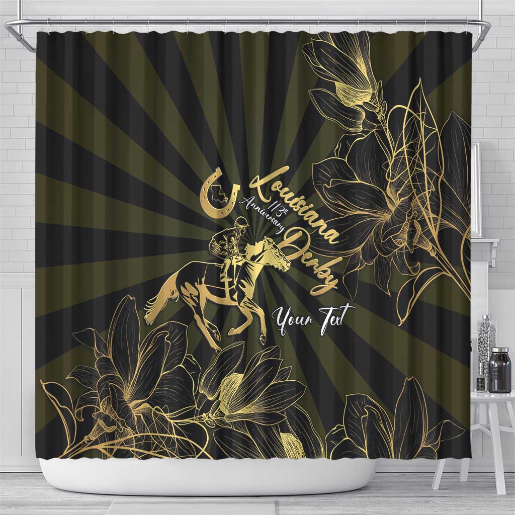 Personalized Louisiana Horse Racing Shower Curtain 113th Anniversary Magnolia Blossom