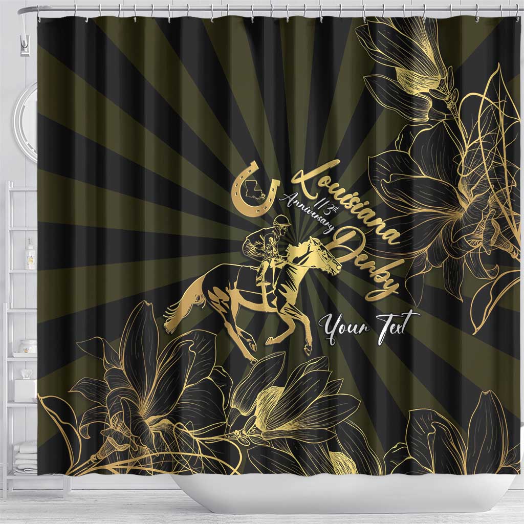 Personalized Louisiana Horse Racing Shower Curtain 113th Anniversary Magnolia Blossom