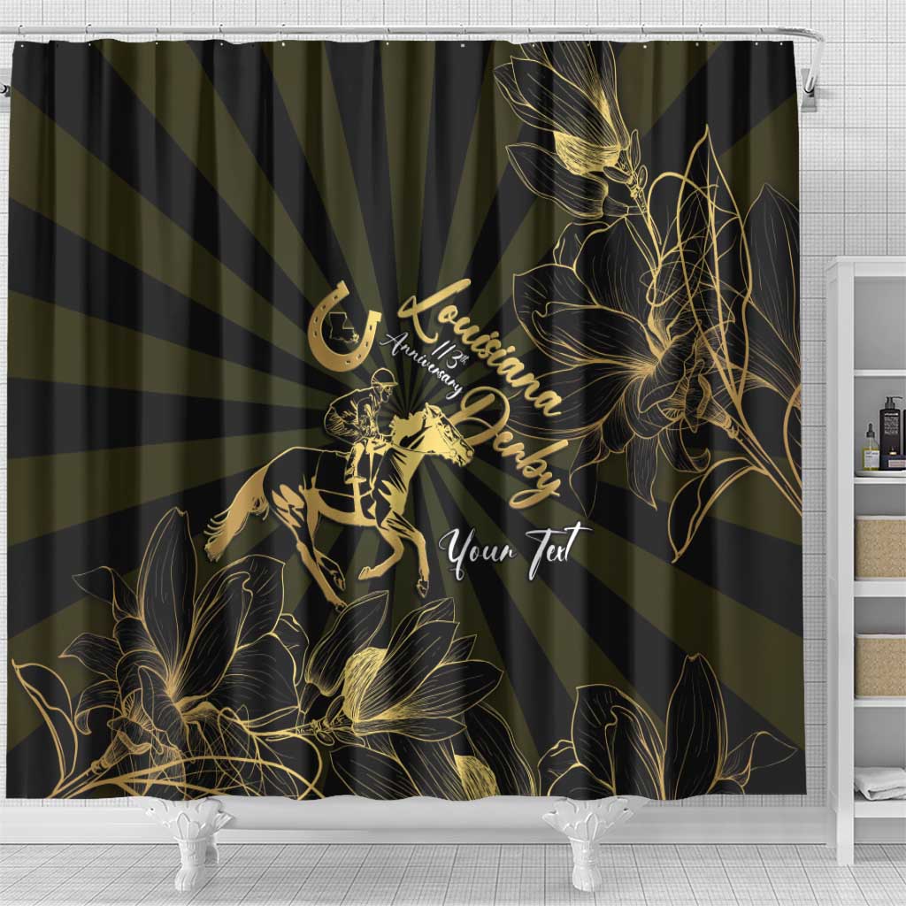 Personalized Louisiana Horse Racing Shower Curtain 113th Anniversary Magnolia Blossom