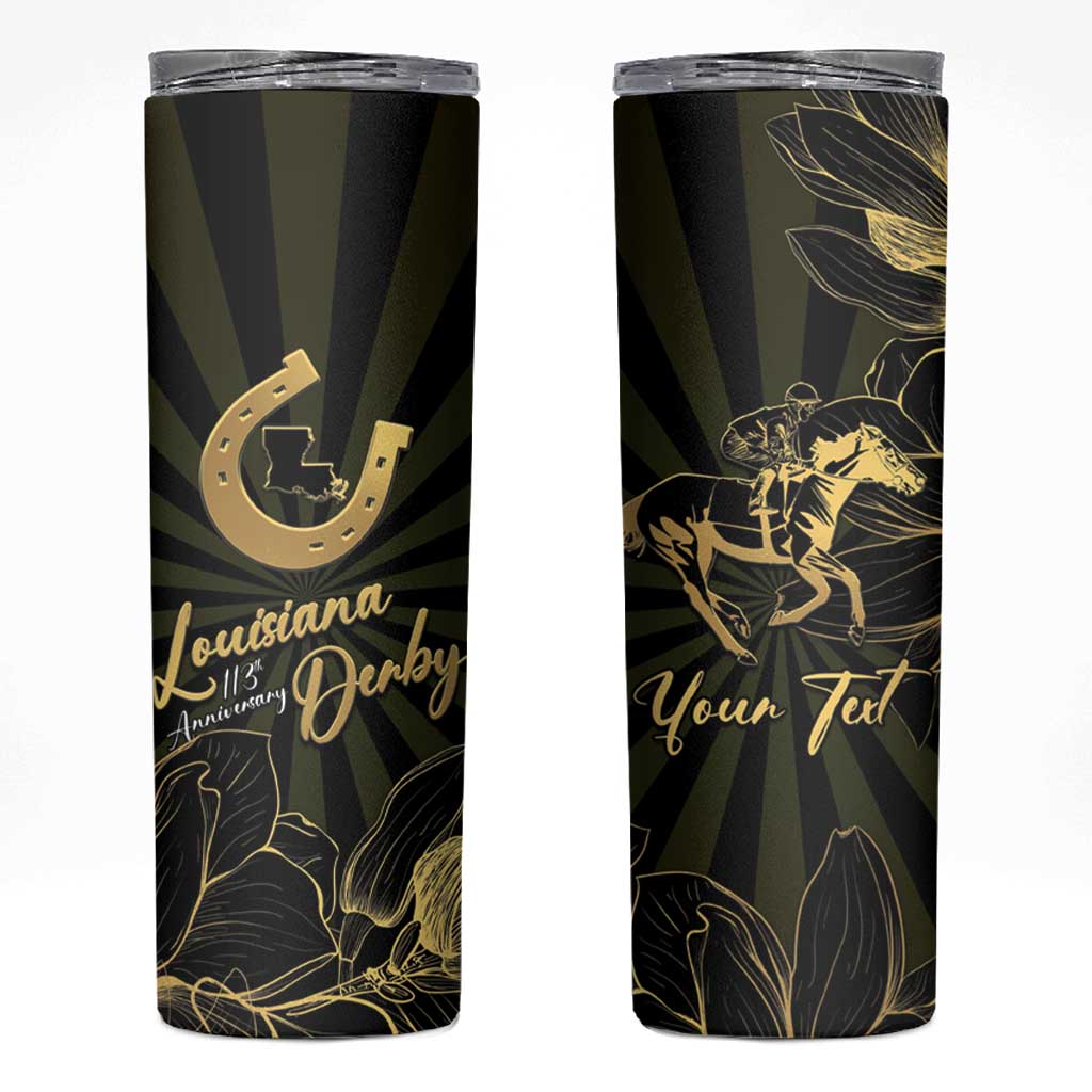 Personalized Louisiana Horse Racing Skinny Tumbler 113th Anniversary Magnolia Blossom