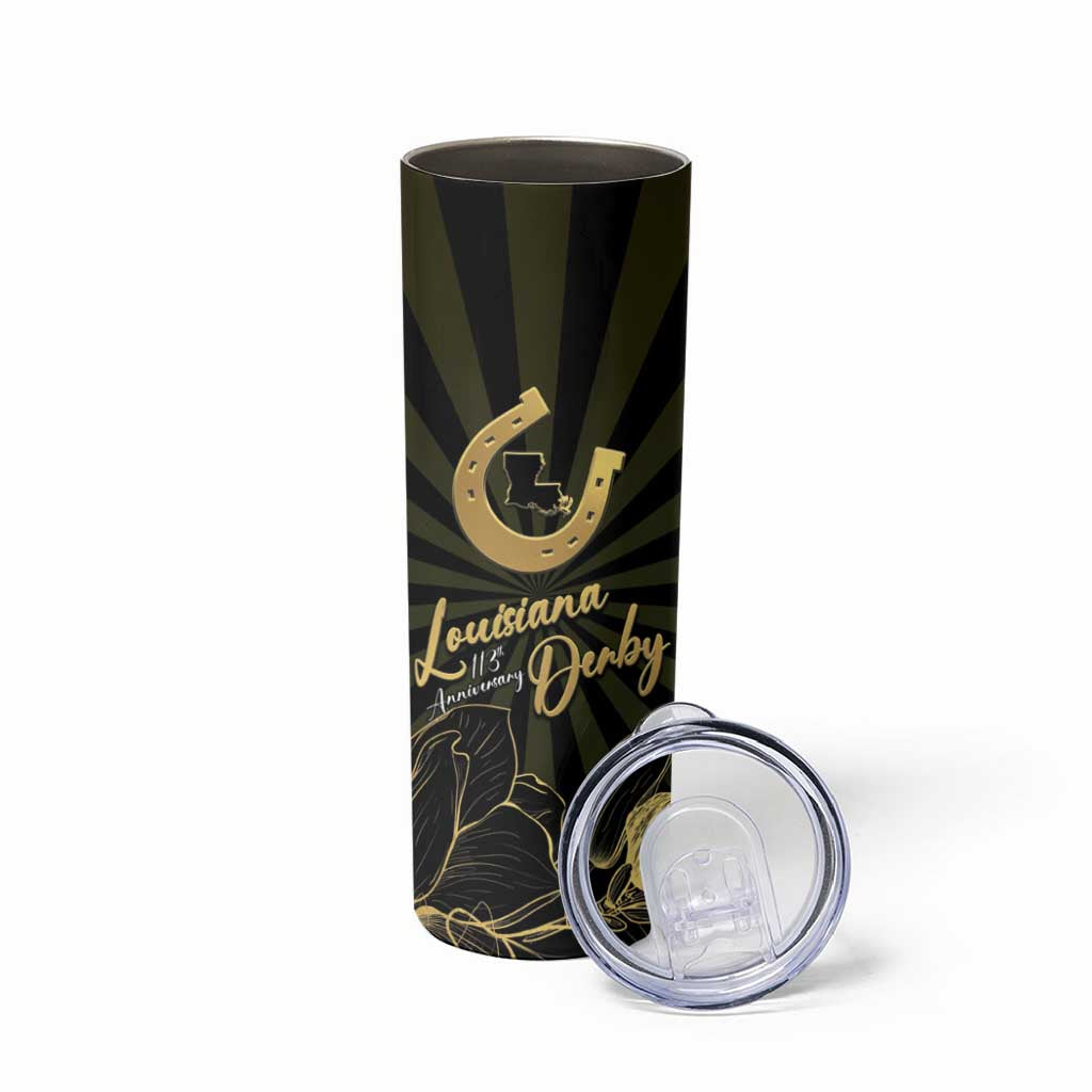Personalized Louisiana Horse Racing Skinny Tumbler 113th Anniversary Magnolia Blossom