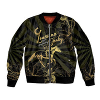 Personalized Louisiana Horse Racing Sleeve Zip Bomber Jacket 113th Anniversary Magnolia Blossom