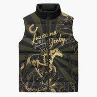 Personalized Louisiana Horse Racing Sleeveless Puffer Jacket 113th Anniversary Magnolia Blossom
