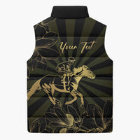 Personalized Louisiana Horse Racing Sleeveless Puffer Jacket 113th Anniversary Magnolia Blossom