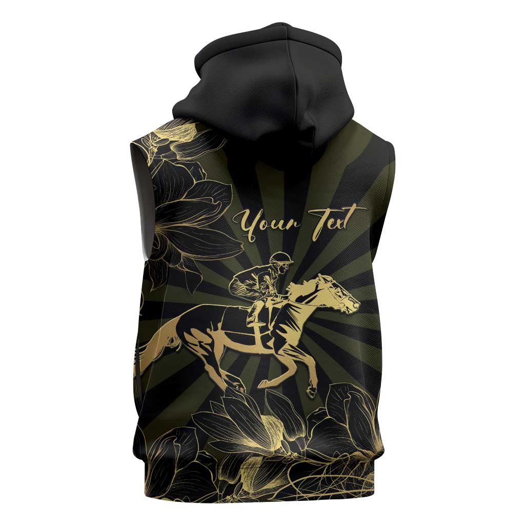 Personalized Louisiana Horse Racing Sleeveless Zip Hoodie 113th Anniversary Magnolia Blossom