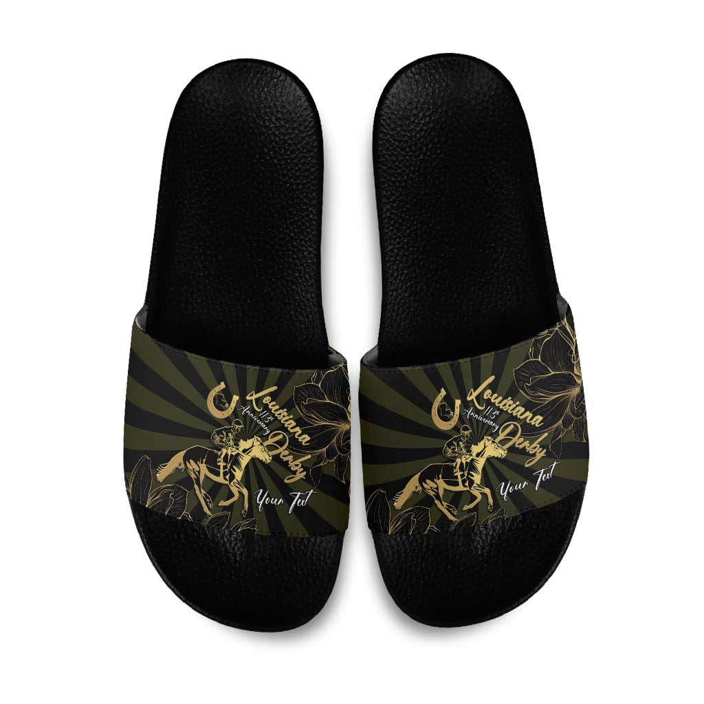 Personalized Louisiana Horse Racing Slide Sandals 113th Anniversary Magnolia Blossom