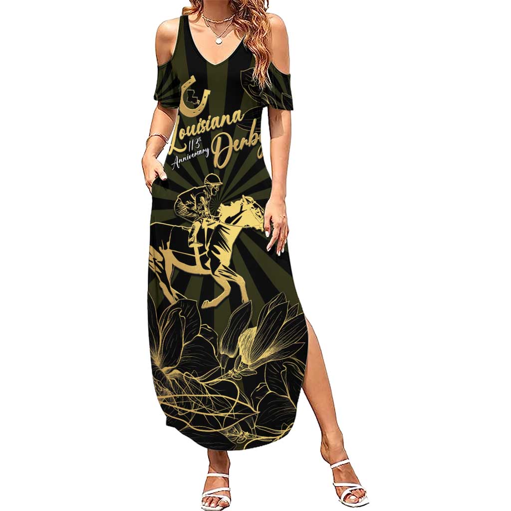 Personalized Louisiana Horse Racing Summer Maxi Dress 113th Anniversary Magnolia Blossom