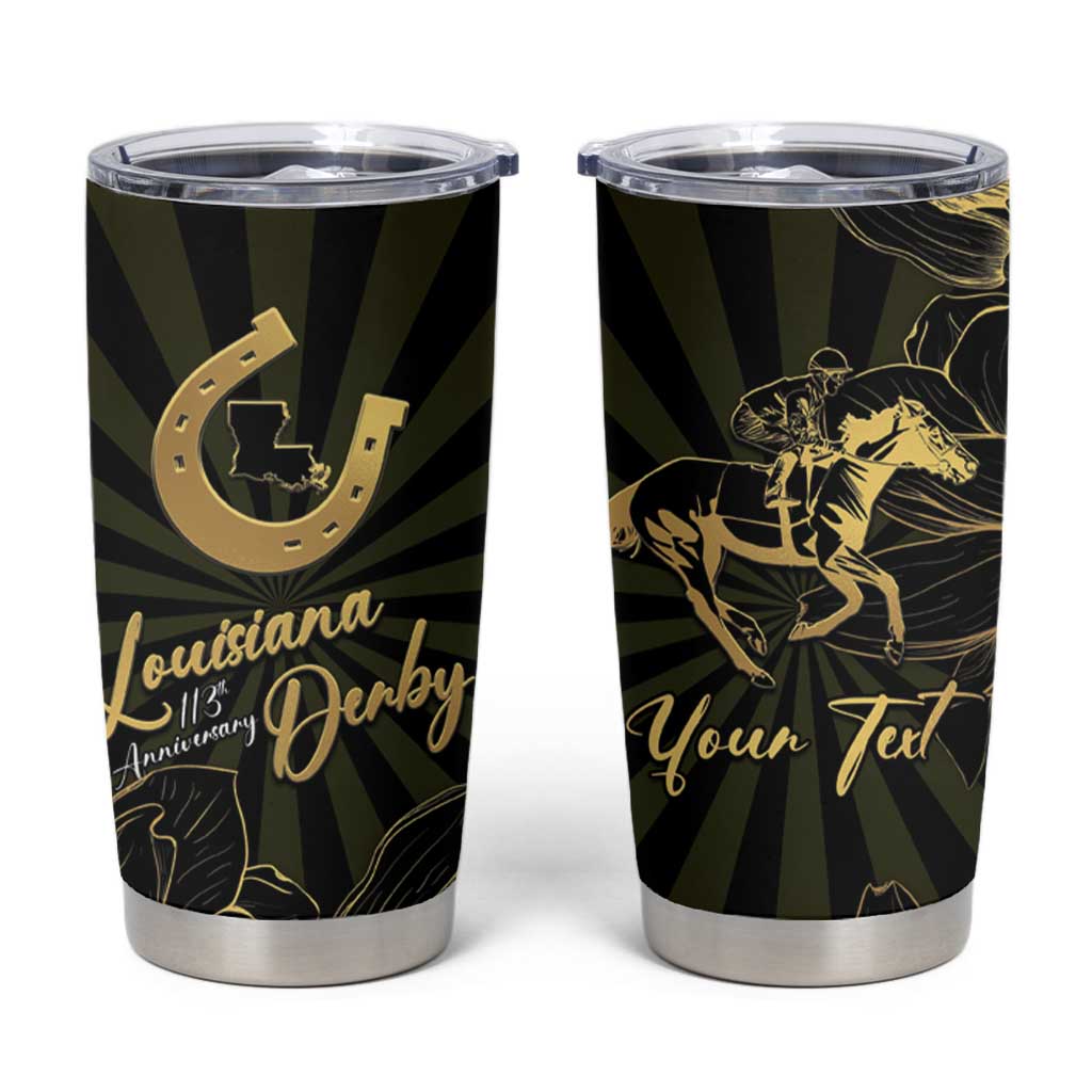 Personalized Louisiana Horse Racing Tumbler Cup 113th Anniversary Magnolia Blossom