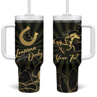 Personalized Louisiana Horse Racing Tumbler With Handle 113th Anniversary Magnolia Blossom
