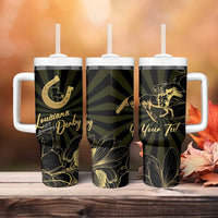 Personalized Louisiana Horse Racing Tumbler With Handle 113th Anniversary Magnolia Blossom