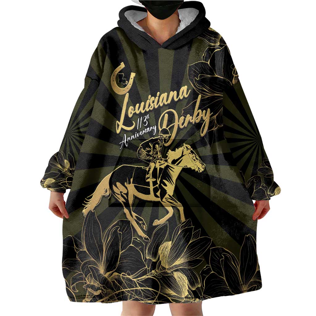 Personalized Louisiana Horse Racing Wearable Blanket Hoodie 113th Anniversary Magnolia Blossom