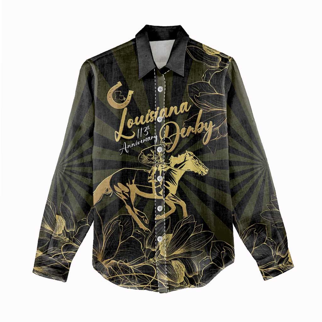 Personalized Louisiana Horse Racing Women Casual Shirt 113th Anniversary Magnolia Blossom
