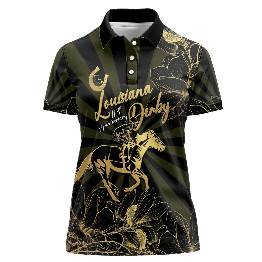 Personalized Louisiana Horse Racing Women Polo Shirt 113th Anniversary Magnolia Blossom