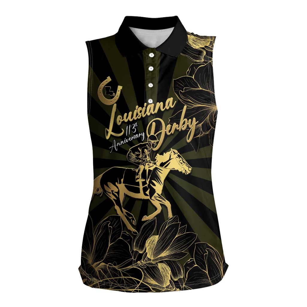 Personalized Louisiana Horse Racing Women Sleeveless Polo Shirt 113th Anniversary Magnolia Blossom