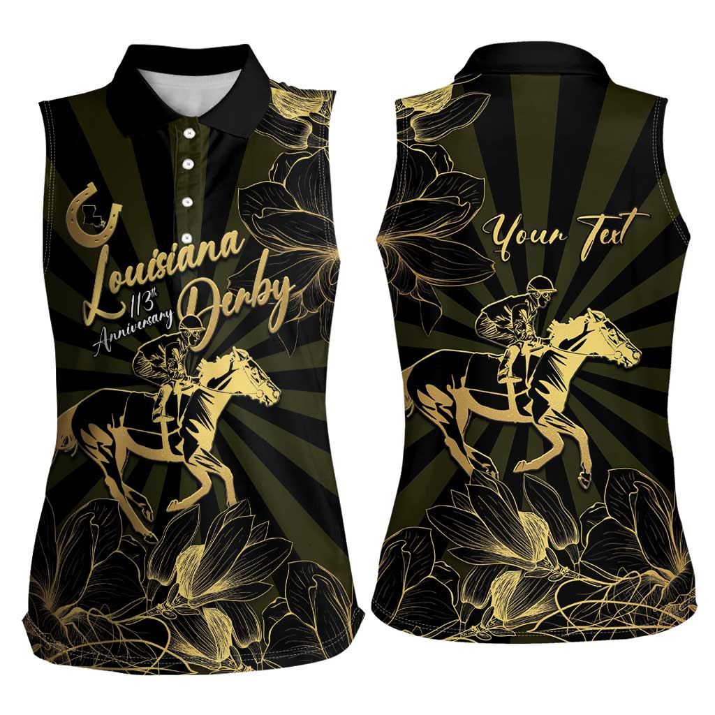 Personalized Louisiana Horse Racing Women Sleeveless Polo Shirt 113th Anniversary Magnolia Blossom