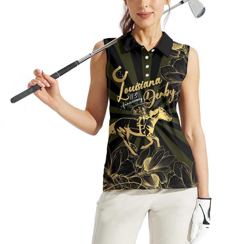 Personalized Louisiana Horse Racing Women Sleeveless Polo Shirt 113th Anniversary Magnolia Blossom