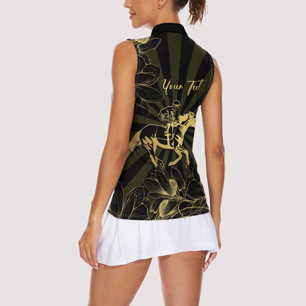 Personalized Louisiana Horse Racing Women Sleeveless Polo Shirt 113th Anniversary Magnolia Blossom
