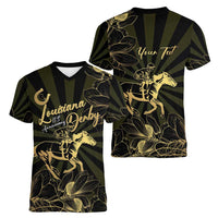 Personalized Louisiana Horse Racing Women V-Neck T-Shirt 113th Anniversary Magnolia Blossom