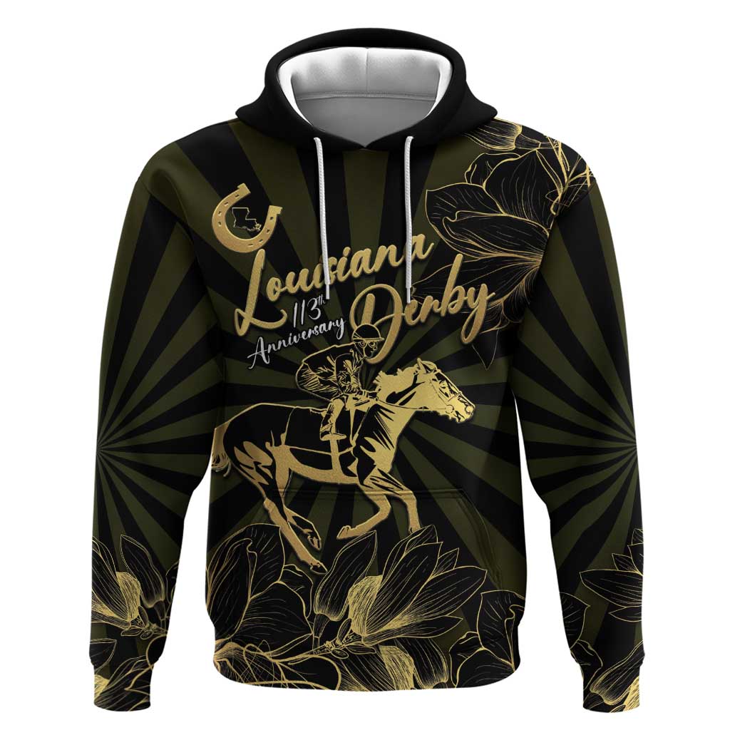 Personalized Louisiana Horse Racing Zip Hoodie 113th Anniversary Magnolia Blossom