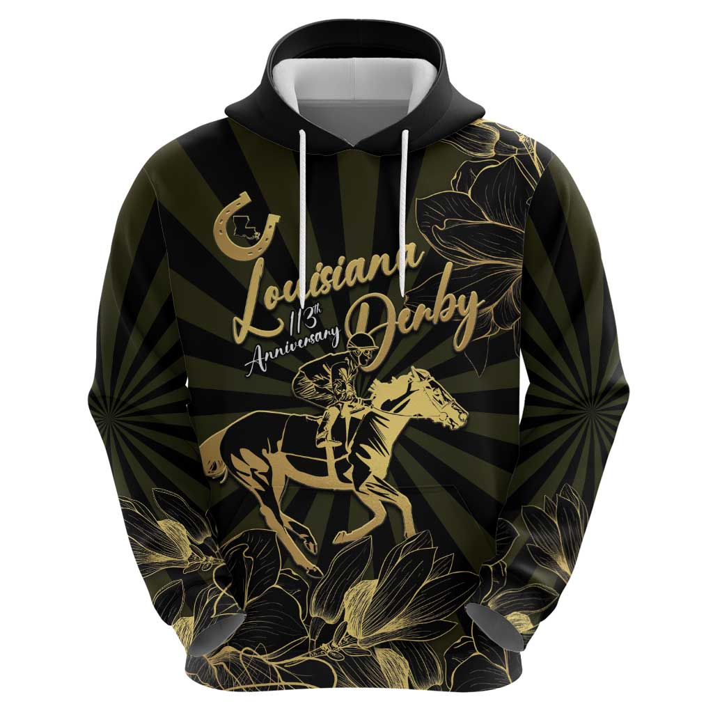 Personalized Louisiana Horse Racing Zip Hoodie 113th Anniversary Magnolia Blossom