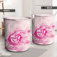 Personalized Louisiana Horse Racing Derby Laundry Basket Magnolia Blossom Horseshoe Pastel Pink
