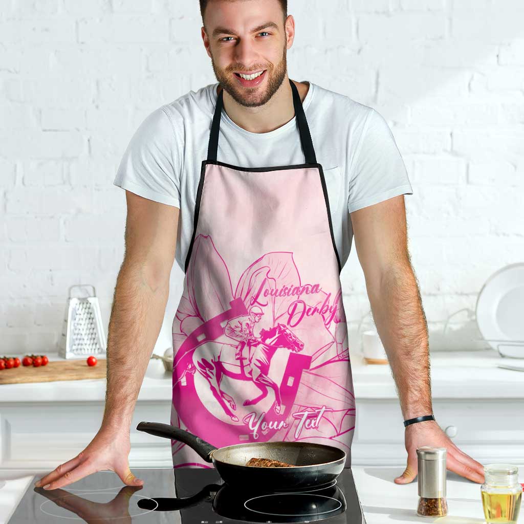 Personalized Louisiana Horse Racing Derby Apron Magnolia Blossom Horseshoe Pastel Pink