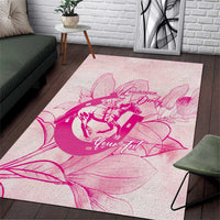 Personalized Louisiana Horse Racing Derby Area Rug Magnolia Blossom Horseshoe Pastel Pink