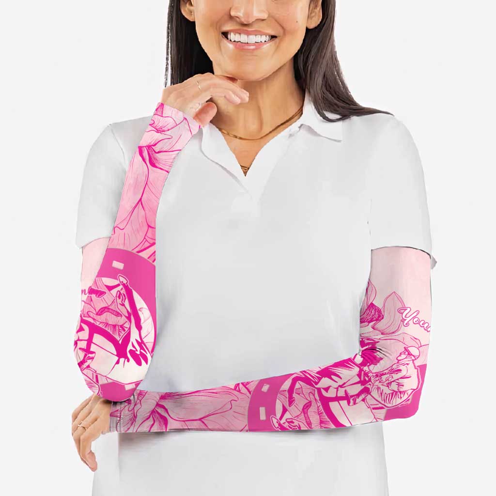 Personalized Louisiana Horse Racing Derby Arm Sleeves Magnolia Blossom Horseshoe Pastel Pink