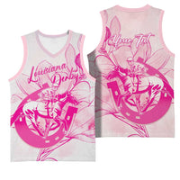 Personalized Louisiana Horse Racing Derby Basketball Jersey Magnolia Blossom Horseshoe Pastel Pink